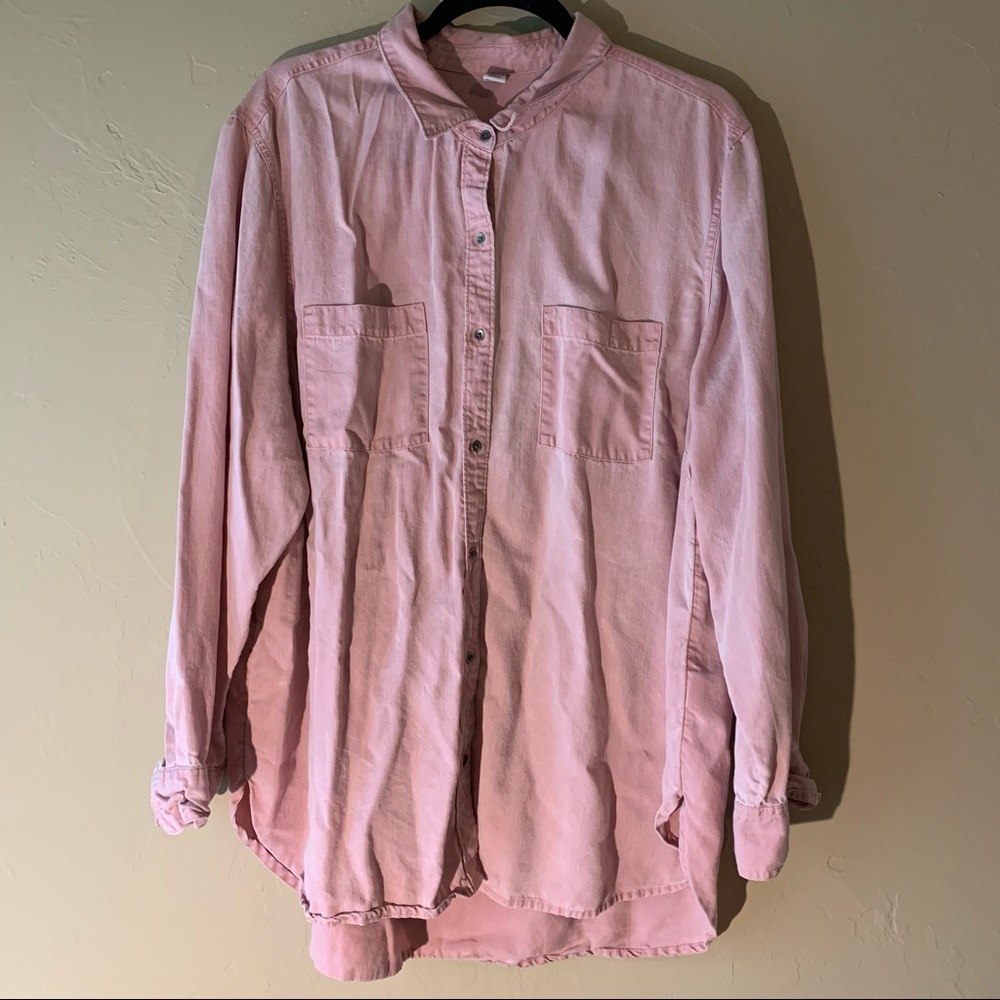 Light red/pink “denim-like” button down shirt